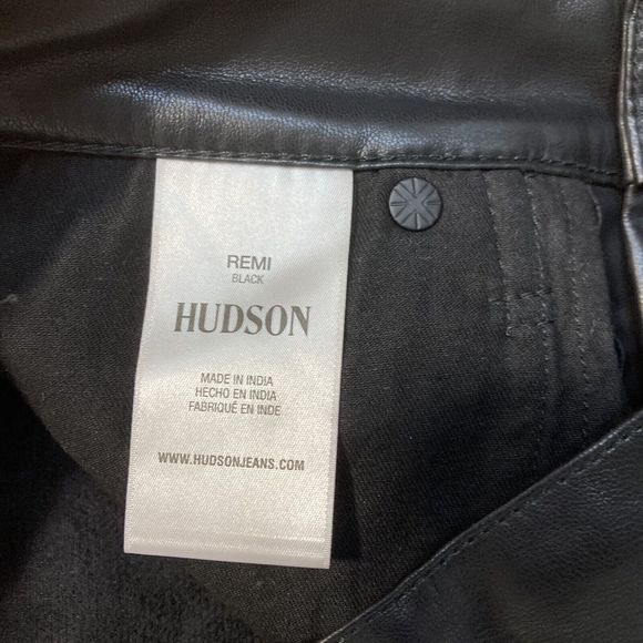 Hudson Women’s 28 Remi Pants Black High Rise Straight Leg Faux Leather NWOT Flaw - Picture 8 of 9